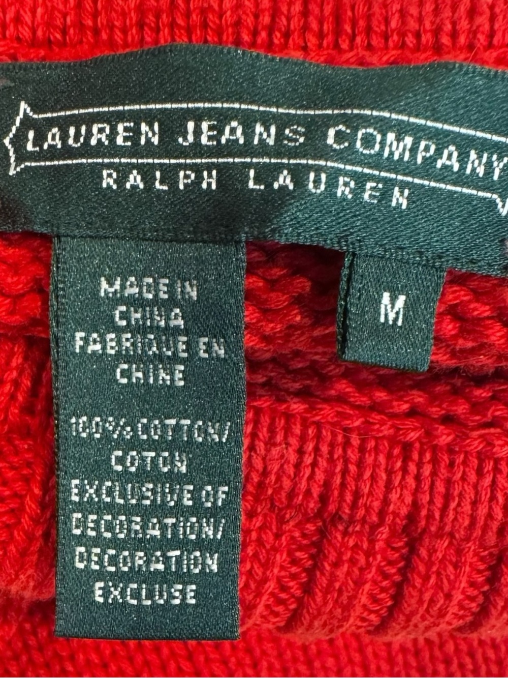 Vintage Ralph Lauren Red Cotton Turtleneck Gold Crest Sweater Women’s Size M - Picture 7 of 8